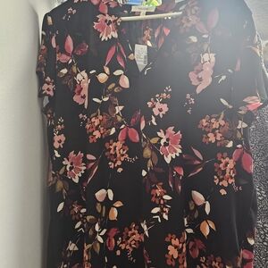 Maurices Black Top with Pink and Orange Floral Design. Perfect For the Fall